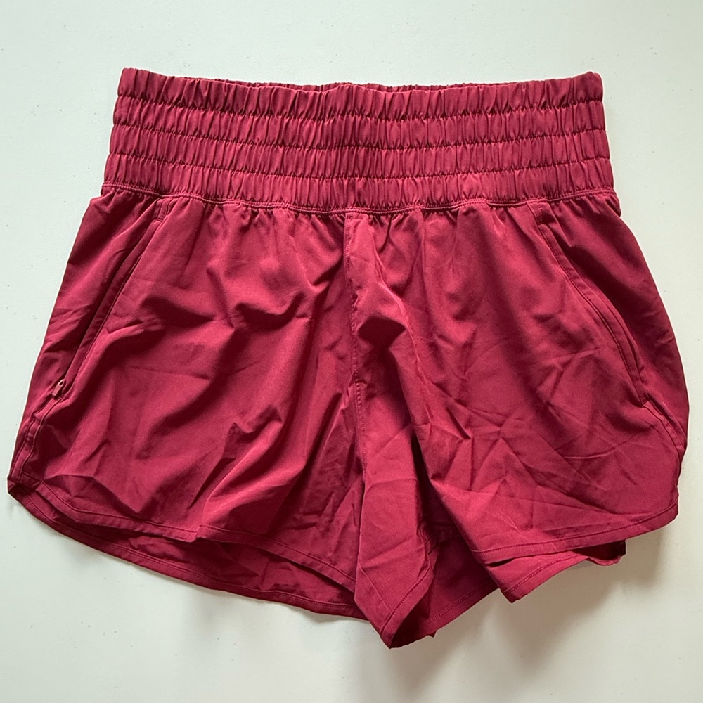 Women's Dark Pink Elastic Waist Shorts